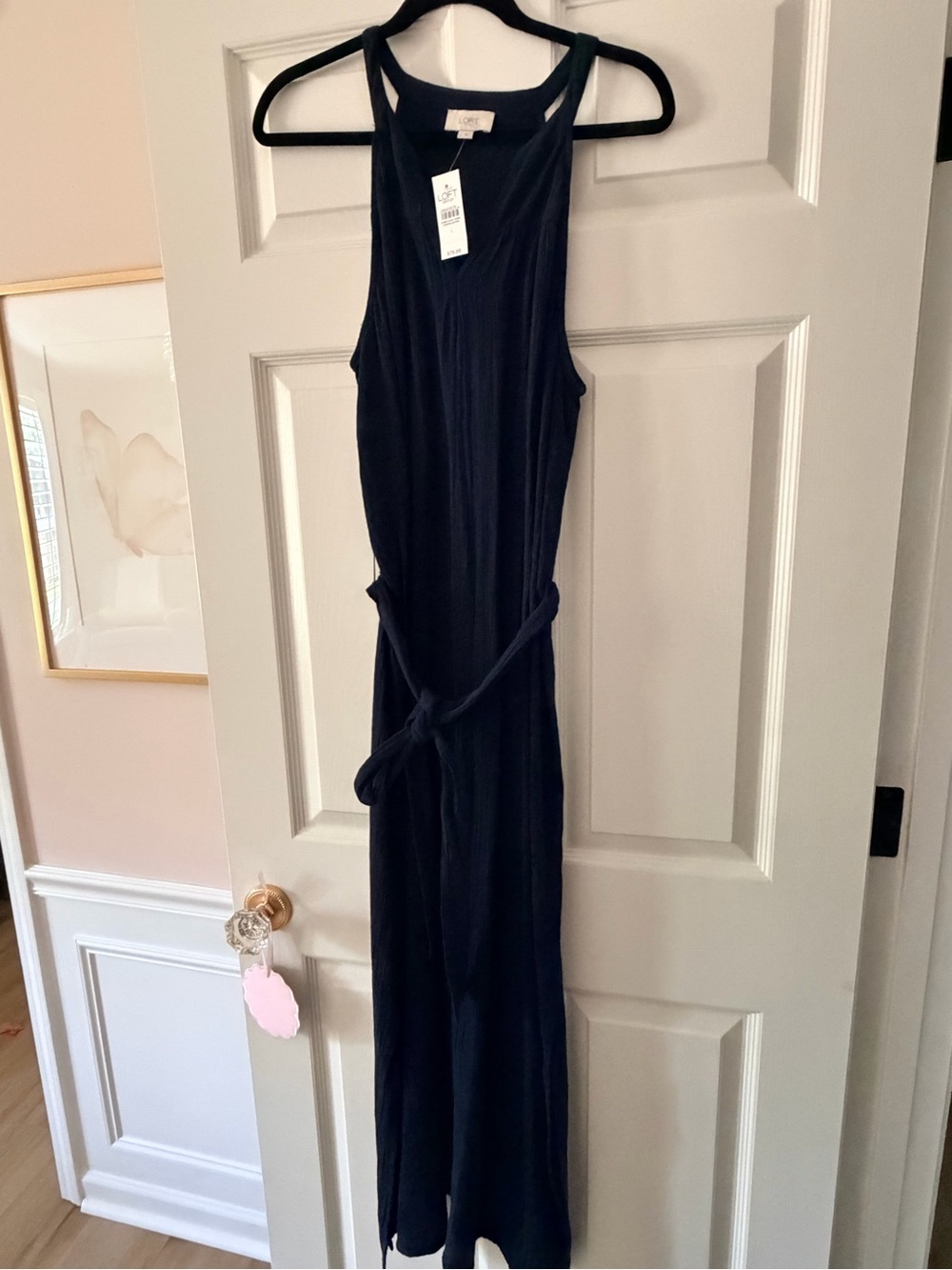*NWT* LOFT Sleeveless Navy Maxi Dress with Self Tie Belt